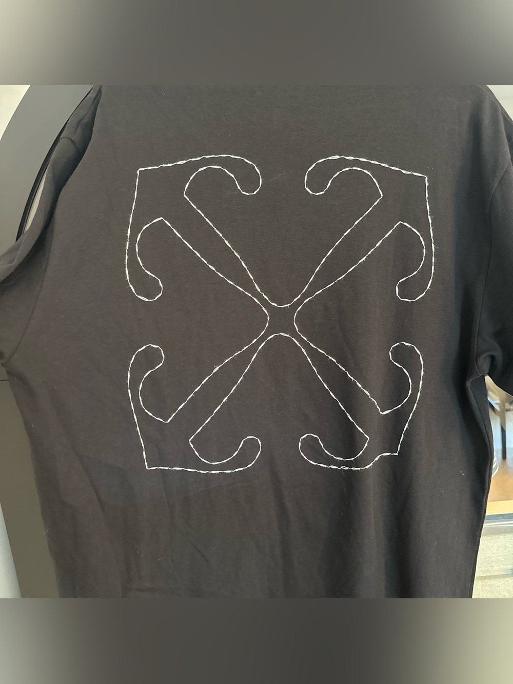 Men’s Off-White Black Stitched T-Shirt